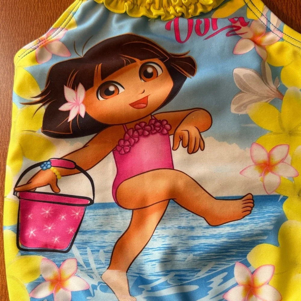 Nickelodeon Dora Girls' Yellow & Blue‎ One-Piece Swimsuit